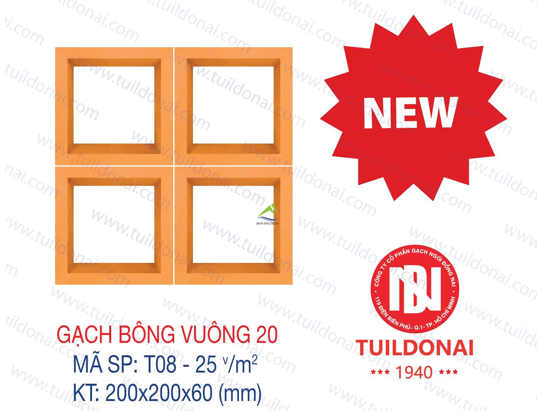 GẠCH THÔNG GIÓ VUÔNG 20 T08