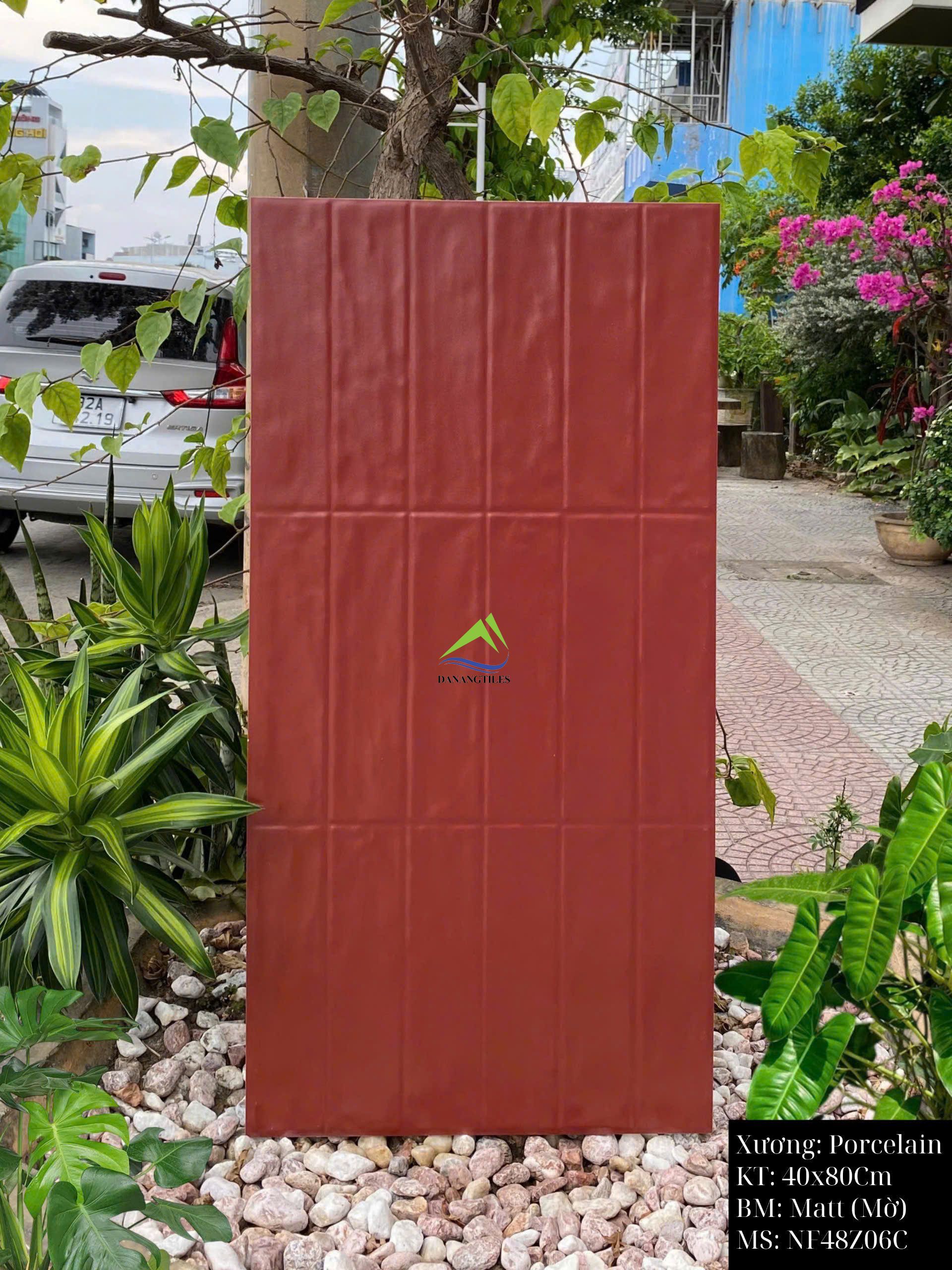 Gạch giả thẻ dài men matt màu đỏ đất NF48Z06C – 40x80CM